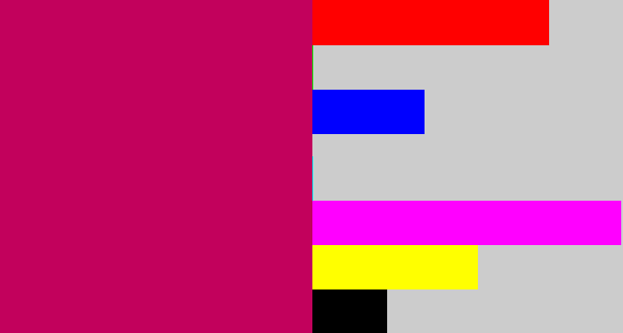 Hex color #c2015c - deep pink