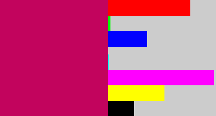 Hex color #c2045d - deep pink