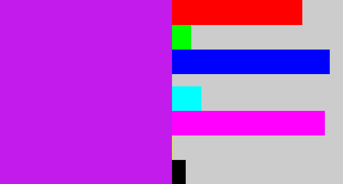 Hex color #c21beb - neon purple