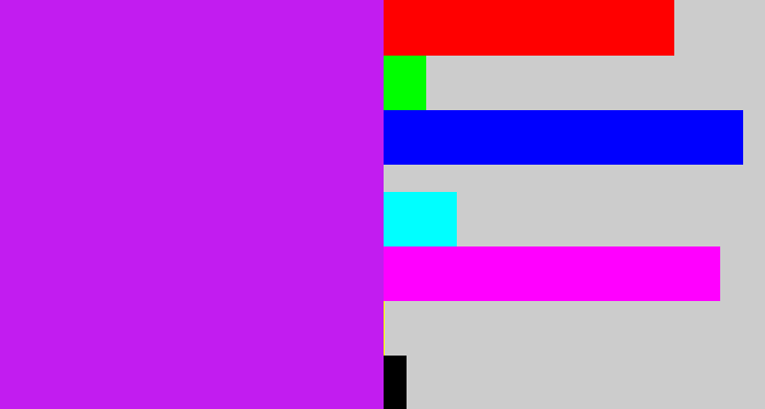 Hex color #c21cf0 - neon purple