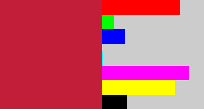 Hex color #c21d39 - rouge