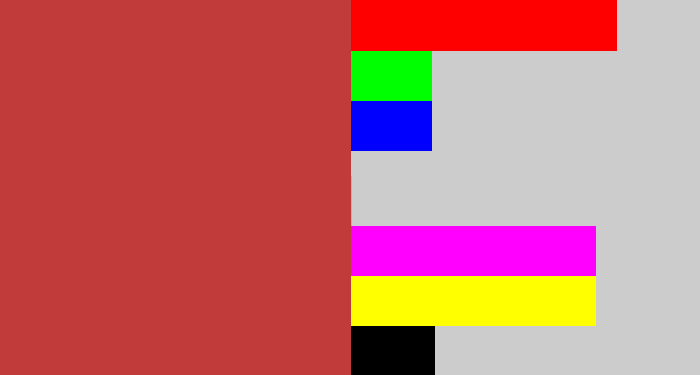 Hex color #c23b3b - reddish