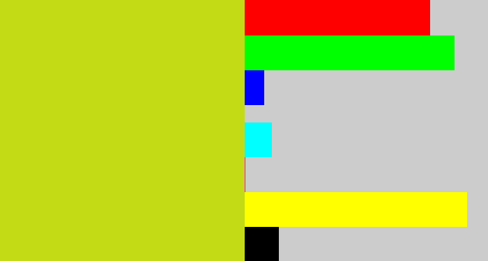 Hex color #c2db14 - yellowish green