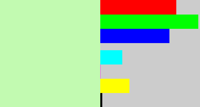 Hex color #c2fab1 - pale green