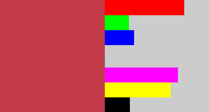 Hex color #c33a48 - reddish