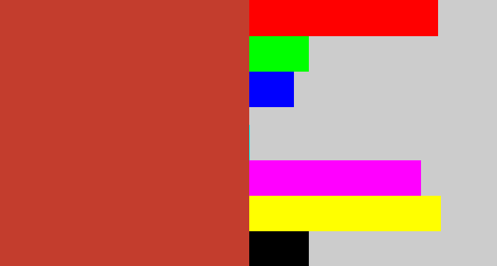 Hex color #c33d2d - reddish