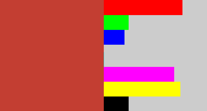 Hex color #c33e32 - reddish