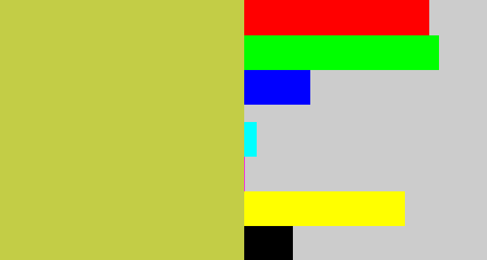 Hex color #c3cd46 - sickly yellow
