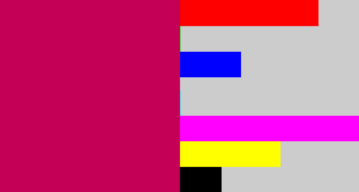 Hex color #c40056 - deep pink