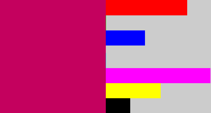 Hex color #c4015e - deep pink