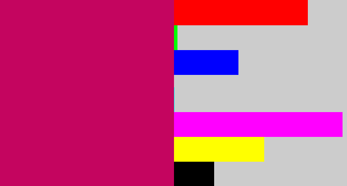 Hex color #c4055f - deep pink