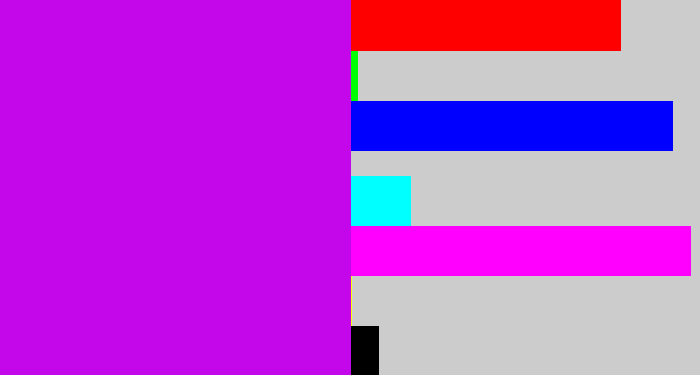 Hex color #c406eb - hot purple