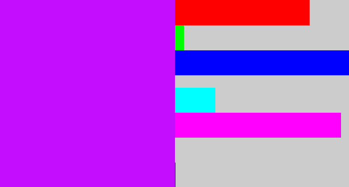 Hex color #c40cff - neon purple