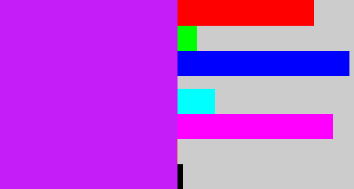 Hex color #c41df7 - neon purple
