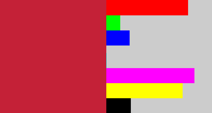 Hex color #c42137 - rouge