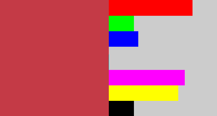 Hex color #c43a46 - reddish