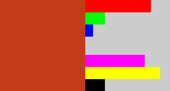 Hex color #c43b17 - brick orange