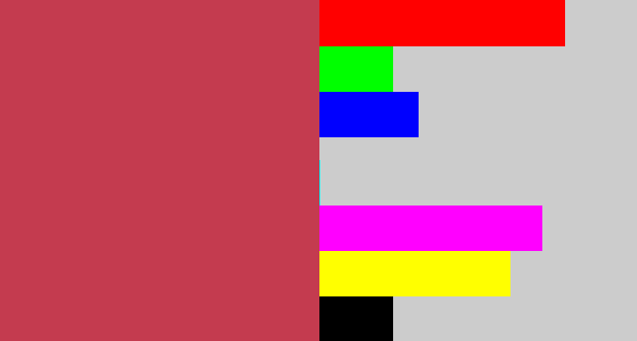 Hex color #c43b4f - reddish