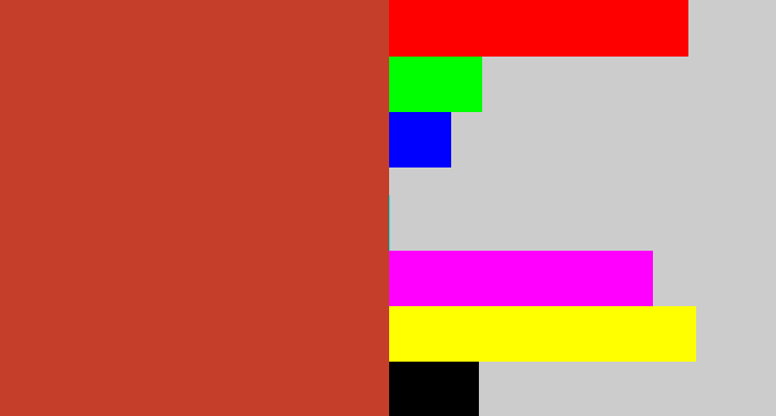 Hex color #c43e29 - reddish