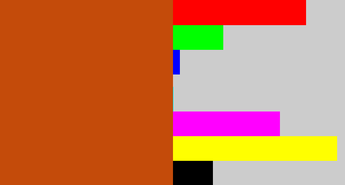Hex color #c44b0a - brick orange