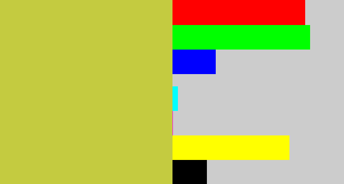 Hex color #c4cb40 - sickly yellow