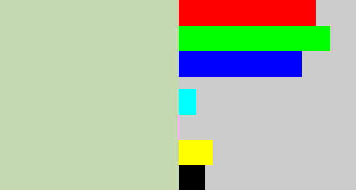 Hex color #c4d9af - light grey green