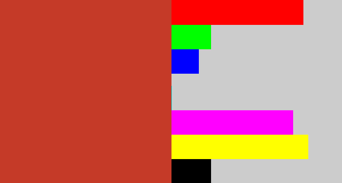 Hex color #c53a28 - reddish