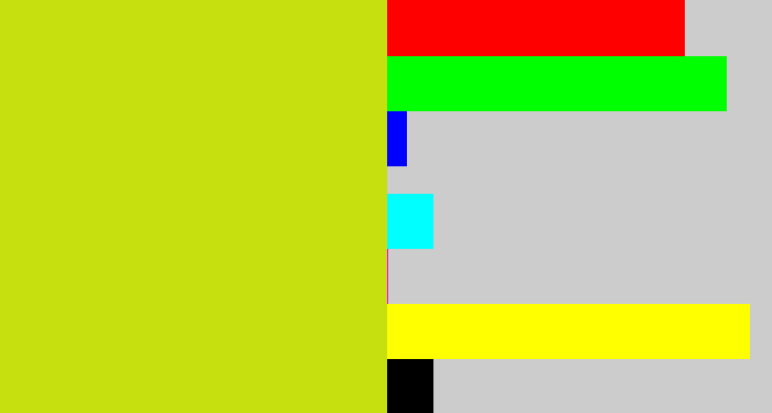 Hex color #c5e00e - yellowish green