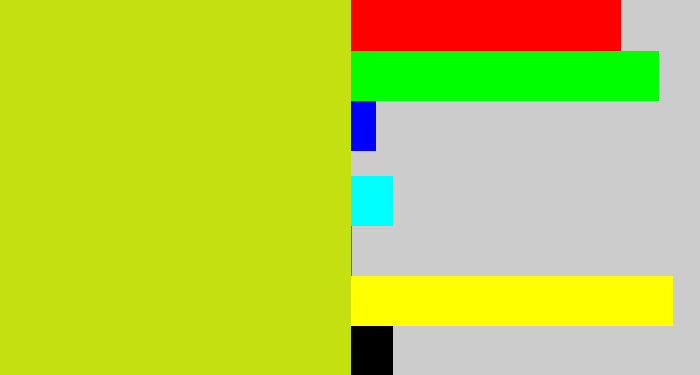 Hex color #c5e011 - yellowish green