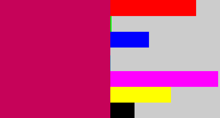 Hex color #c60359 - deep pink