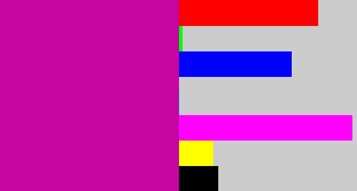 Hex color #c605a0 - barney purple