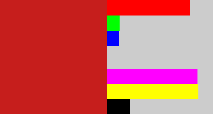 Hex color #c61e1c - scarlet