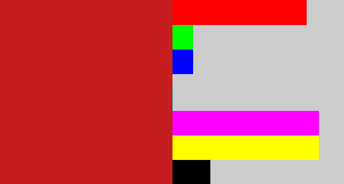 Hex color #c61e1e - scarlet