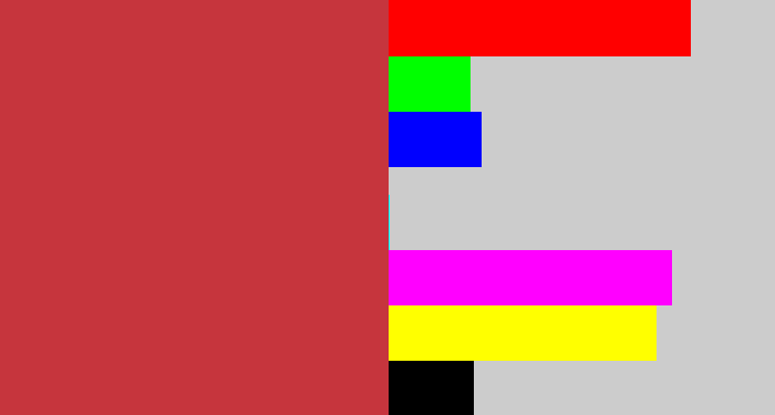 Hex color #c6353d - reddish