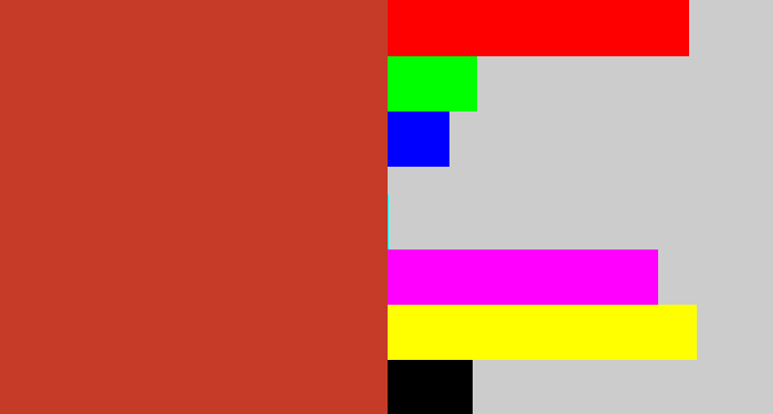 Hex color #c63b28 - reddish