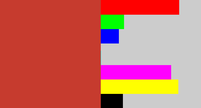 Hex color #c63b2e - reddish