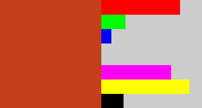 Hex color #c63d1a - brick orange