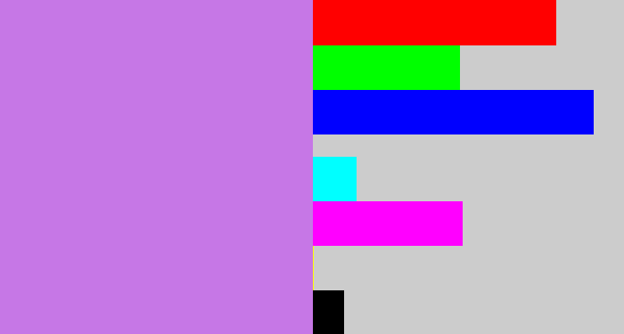 Hex color #c677e6 - light purple
