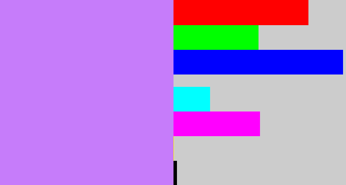 Hex color #c67cfa - light purple