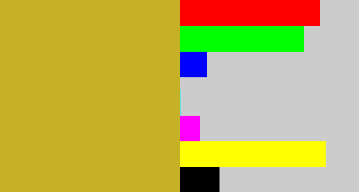Hex color #c6b026 - puke yellow