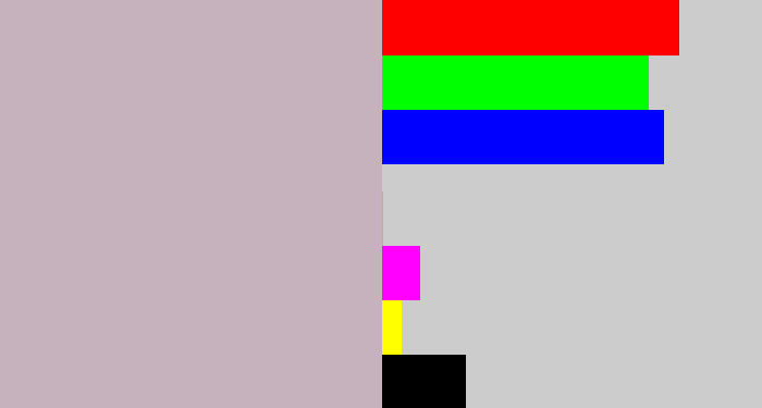 Hex color #c6b2bc - pinkish grey