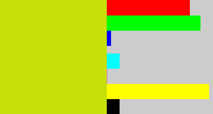 Hex color #c6e10a - greeny yellow