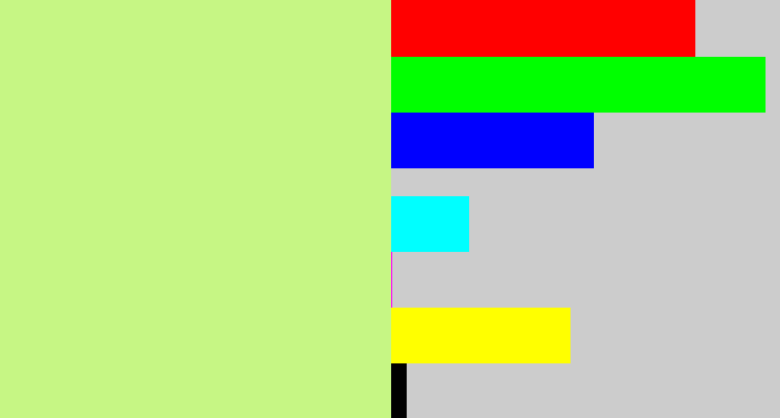 Hex color #c6f684 - light pea green