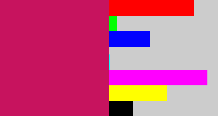 Hex color #c7135e - deep pink