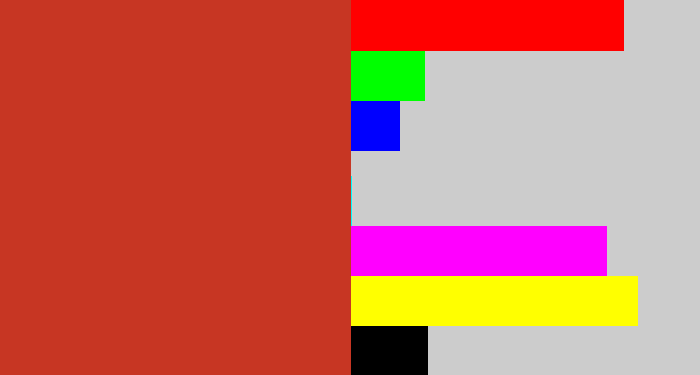 Hex color #c73623 - reddish