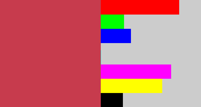 Hex color #c73b4d - reddish