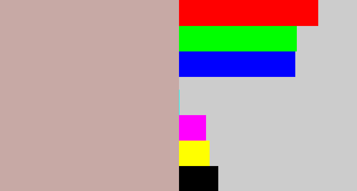 Hex color #c7a9a5 - pinkish grey