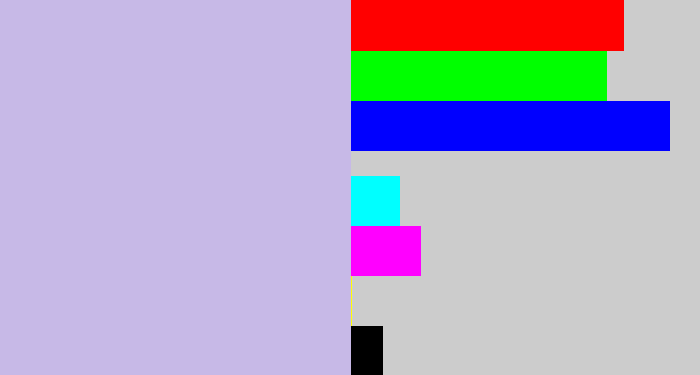 Hex color #c7b9e7 - pale violet