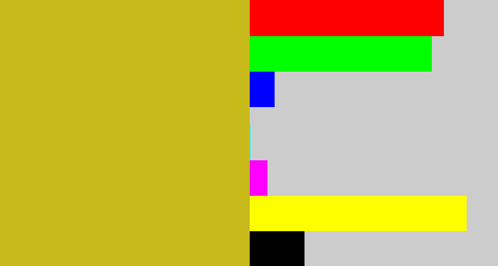 Hex color #c7ba1a - puke yellow