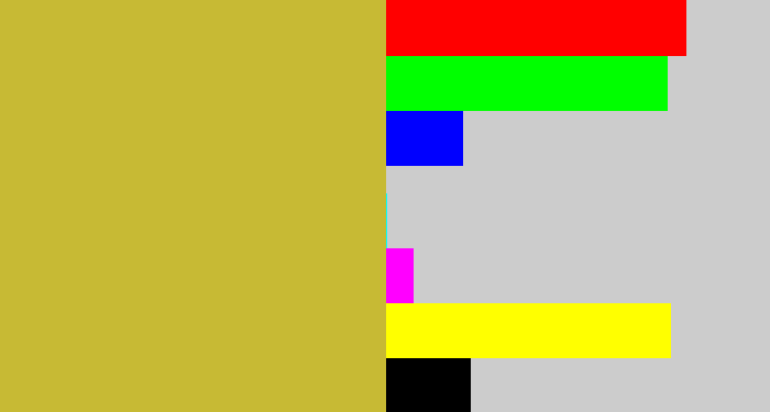 Hex color #c7ba34 - puke yellow